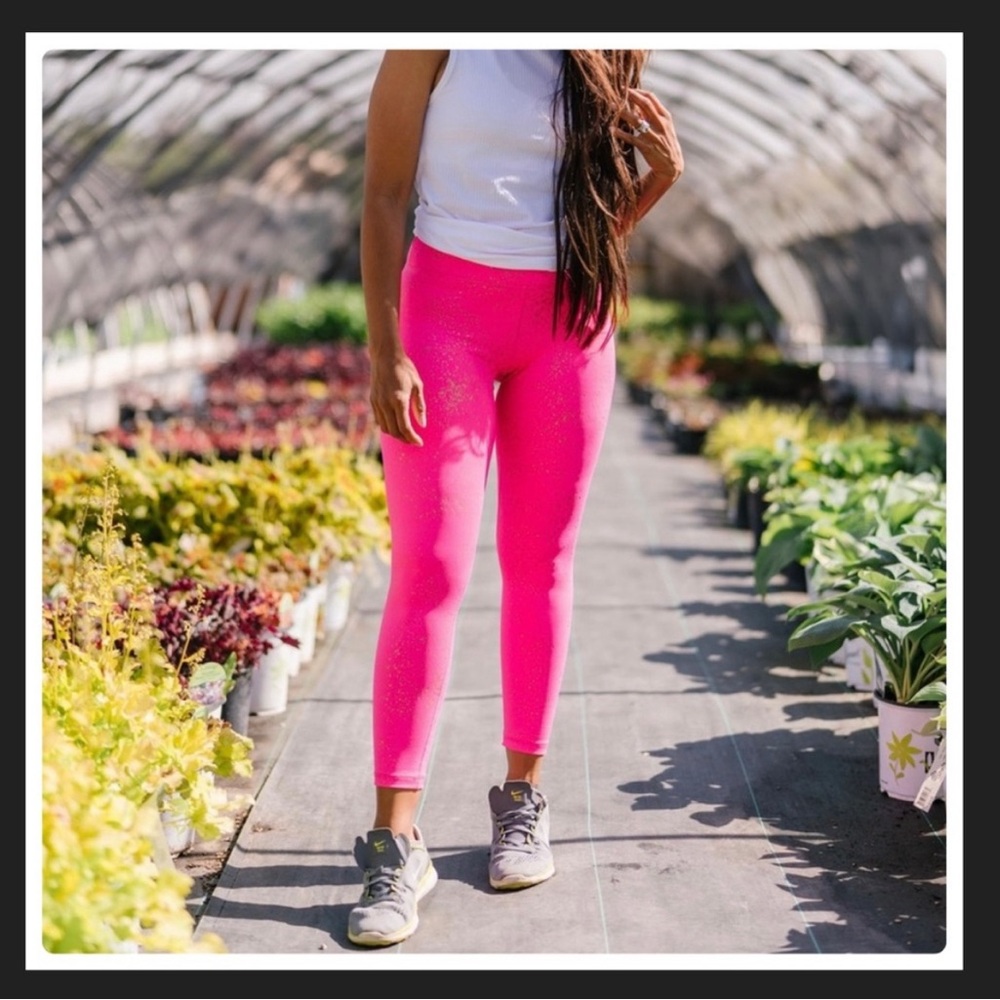 Hot Pink Foil High & Tight Zyia Leggings